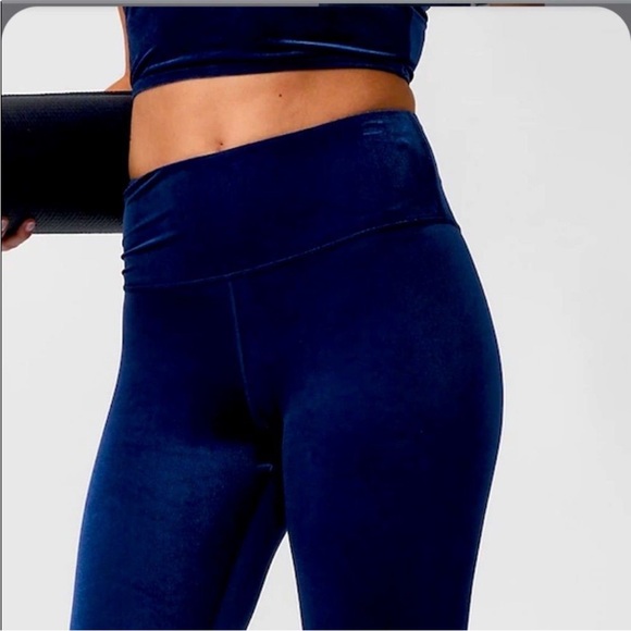 Athleta Elevation High Rise Velvet Tights Leggings:  Blue Scuro - Picture 5 of 13